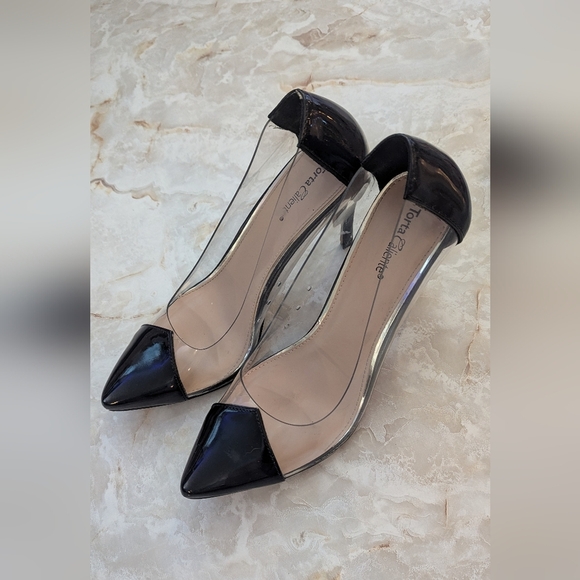 Torta Caliente Woman's Black & Clear Heel Shoes Size 8 M - Picture 3 of 6